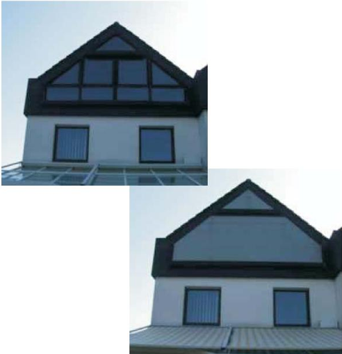 Dunkle Markise an einem Haus